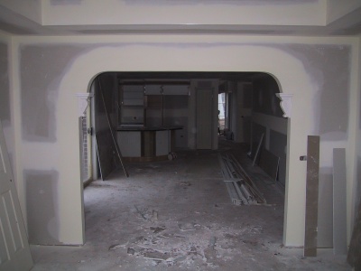 plaster archway in a plasterboard wall