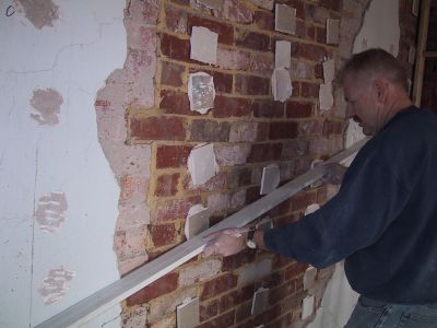 How To Stick Plasterboard Or Drywall Over A Rendered Plaster Wall - Drywall On Brick Wall